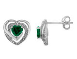 2/3 Carat (ctw) Lab-Created Emerald Heart Earrings in Sterling Silver